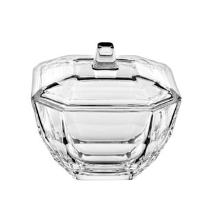 Barski - European Glass - Octagon - Covered Candy - Nut- Chocolate - Jewelry Box - 4.3" Diameter - Made in Europe