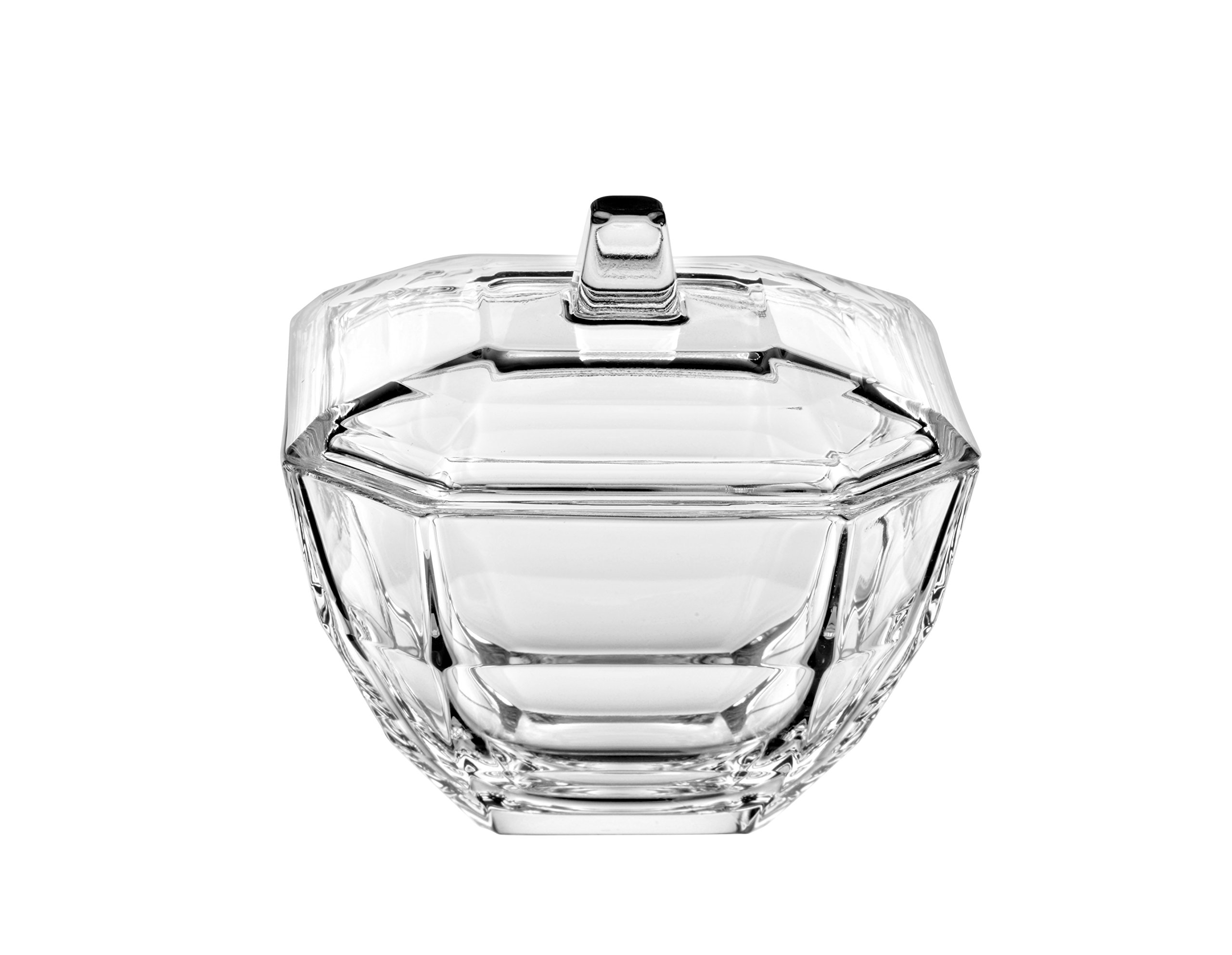 Barski - European Glass - Octagon - Covered Candy - Nut- Chocolate - Jewelry Box - 4.3" Diameter - Made in Europe