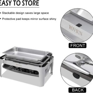 ROVSUN 3-Pack Roll Top Chafing Dish Buffet Set,9 Quart Full Size Pan Chafer, NSF Stainless Steel Rectangular Setfor Wedding,Parties,Banquet, Catering Events