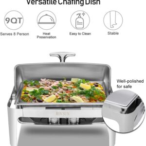 ROVSUN 3-Pack Roll Top Chafing Dish Buffet Set,9 Quart Full Size Pan Chafer, NSF Stainless Steel Rectangular Setfor Wedding,Parties,Banquet, Catering Events