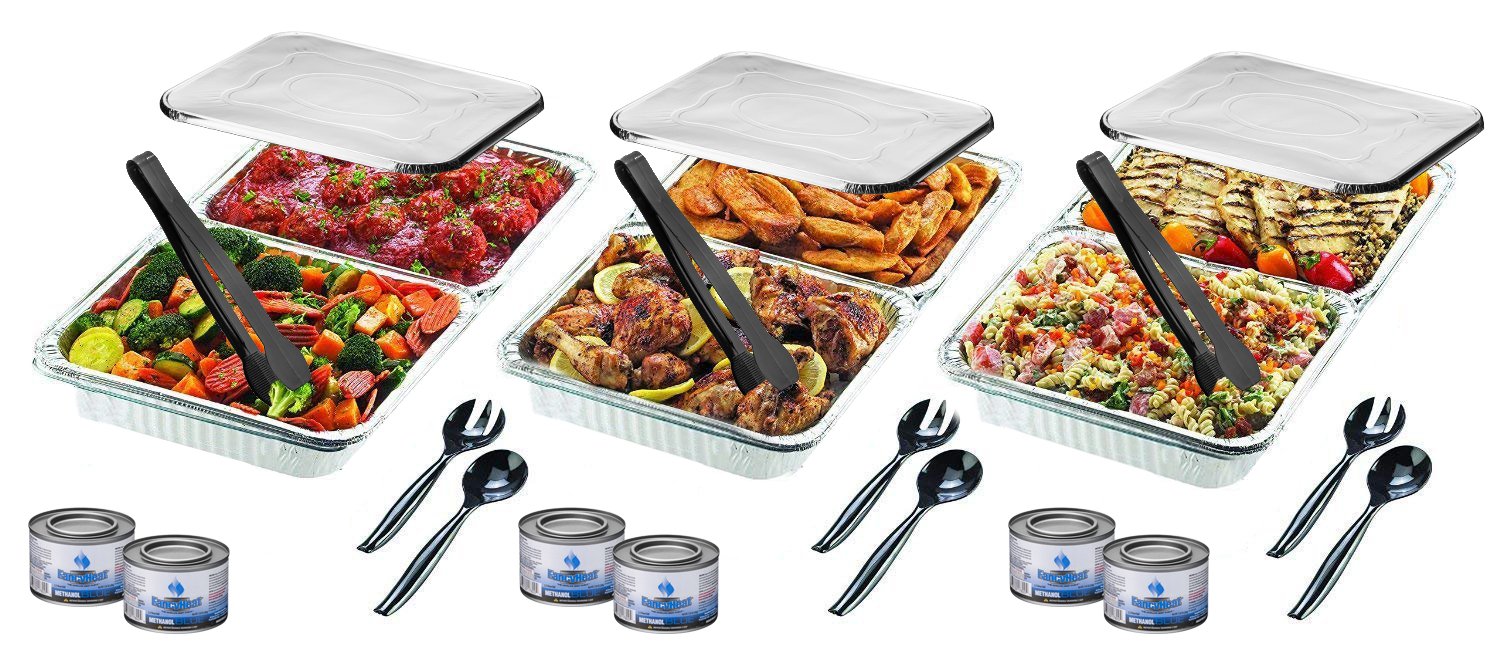 Disposable Chafing Pans Dish Set - Buffet Serving Chafer Combo (30 Piece)