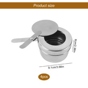 Fuel Holder for Chafer with Cover: 4 Pcs Stainless Steel Chafing Fuel Holder Hafing Fuel Holders Round Fuel Holder for Chafing Dish Buffet Barbecue Party Supplies