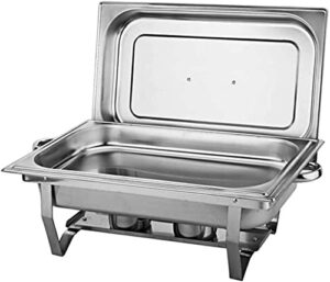uzouri stainless steel chafing dish sets, 11l rectangle chafing dish set food warmer buffet with food pans fuel holders, for buffet catering kitchen party