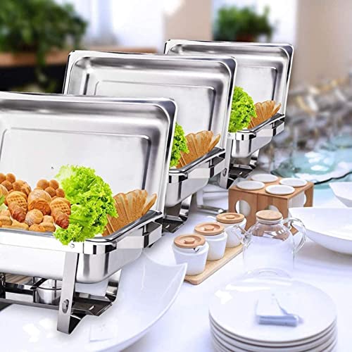 UZOURI Stainless Steel Chafing Dish Sets, 11L Rectangle Chafing Dish Set Food Warmer Buffet with Food Pans Fuel Holders, for Buffet Catering Kitchen Party