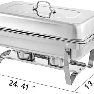 UZOURI Stainless Steel Chafing Dish Sets 2 Pieces, Chafing Dish Set Food Warmer Buffet with Folding Frame Food Pans, for Catering Buffet Warmer Tray Dining(Size:Single Grid) (Single Grid)