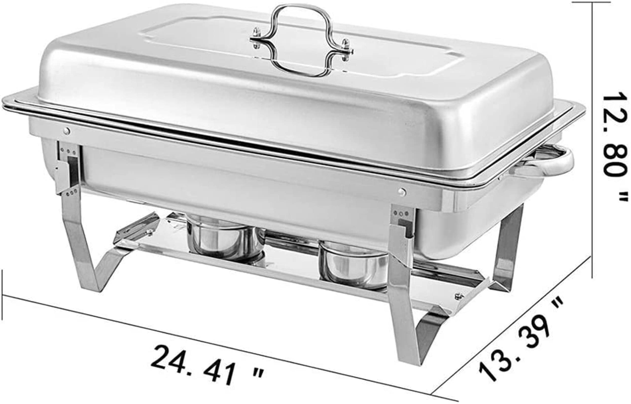 UZOURI Stainless Steel Chafing Dish Sets 2 Pieces, Chafing Dish Set Food Warmer Buffet with Folding Frame Food Pans, for Catering Buffet Warmer Tray Dining(Size:Single Grid) (Single Grid)