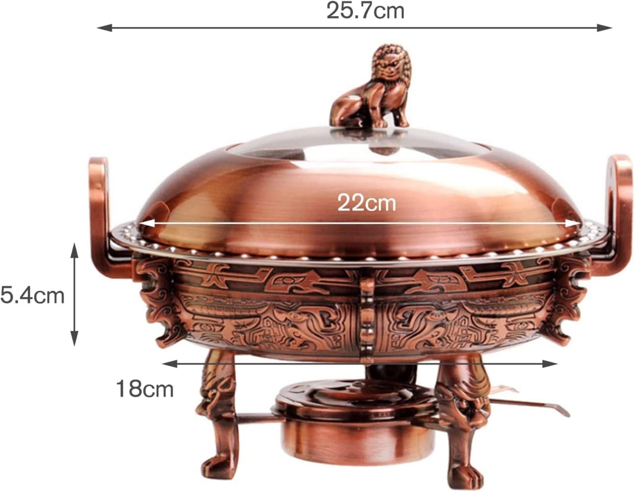 UZOURI Stainless Steel Chafing Dish, Round Chafer Buffet Warmers Set W/Food Pans, Stove Stand, Visible Pot Lid and Fuel Holder, for Kitchen Party(Color:Gold) (Gold)