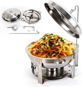 uzouri stainless steel chafing dish, chafing dish set food warmer buffet, with food pans fuel holders, food warmer professional set for catering, buffet and party(size:s) (m)
