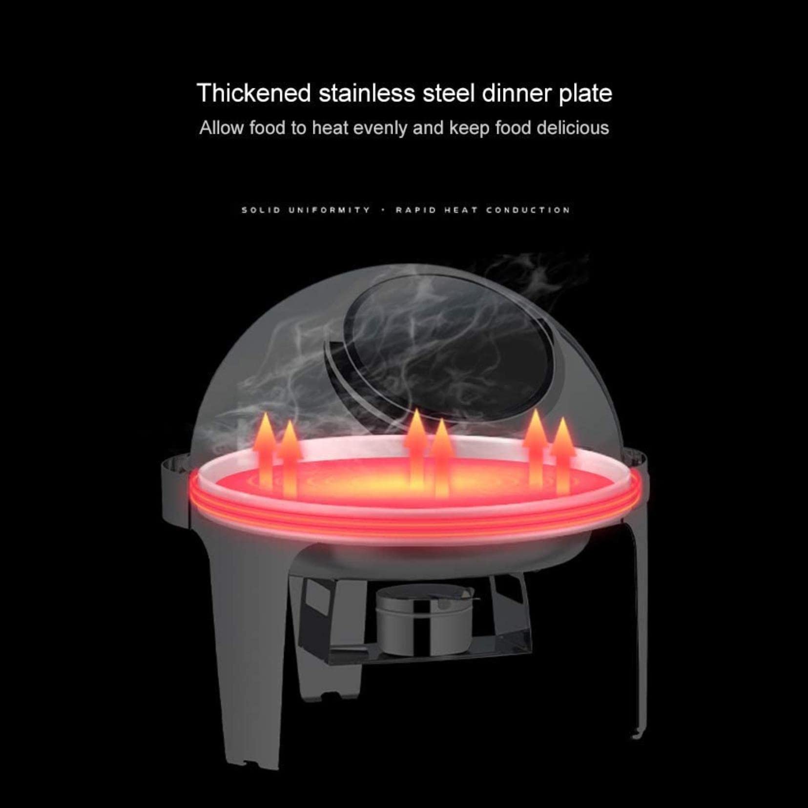 UZOURI Stainless Steel Chafing Dish, 6.8L Chafing Dish Set Food Warmer Buffet with Food Pans Fuel Holders, for Buffet Catering Kitchen Party(Color:All Steel Cover) (All Steel Cover)