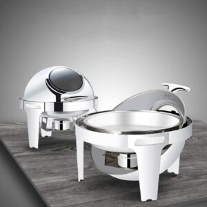 UZOURI Stainless Steel Chafing Dish, 6.8L Chafing Dish Set Food Warmer Buffet with Food Pans Fuel Holders, for Buffet Catering Kitchen Party(Color:All Steel Cover) (All Steel Cover)