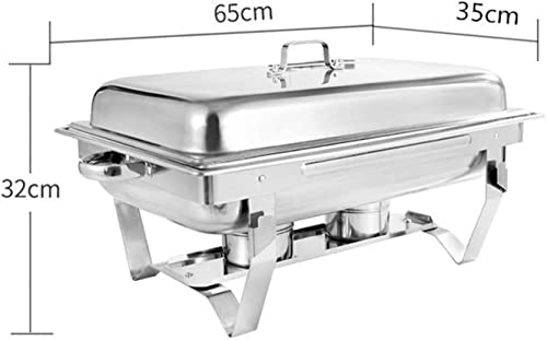 UZOURI Stainless Steel Chafing Dish Set Buffet Silver Catering Warmer Set, Rectangle Chafing Dish Set, for Buffet Catering Kitchen Party(Size:11L) (11L)