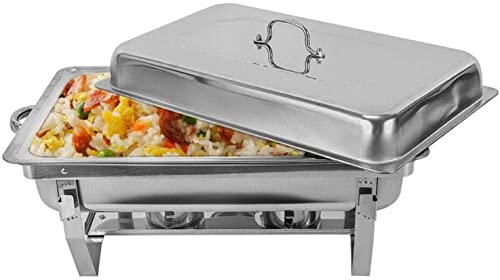 UZOURI Stainless Steel Chafing Dish Set Buffet Silver Catering Warmer Set, Rectangle Chafing Dish Set, for Buffet Catering Kitchen Party(Size:11L) (11L)