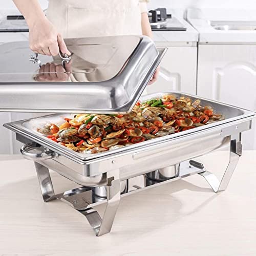 UZOURI Stainless Steel Chafing Dish Set Buffet Silver Catering Warmer Set, Rectangle Chafing Dish Set, for Buffet Catering Kitchen Party(Size:11L) (11L)