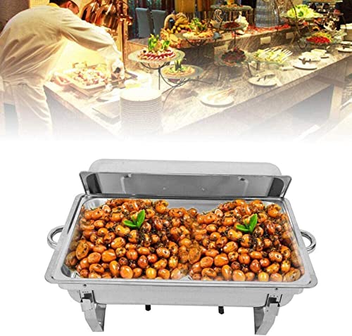 UZOURI Stainless Steel Chafing Dish Set Buffet Silver Catering Warmer Set, Rectangle Chafing Dish Set, for Buffet Catering Kitchen Party(Size:11L) (11L)