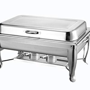 CHEFQ [2 Pack| 8Qt Deluxe Hinged Chafing Dish Foldable Frame Buffet Chafer Stainless Steel Food Warmer and 2 Aprons