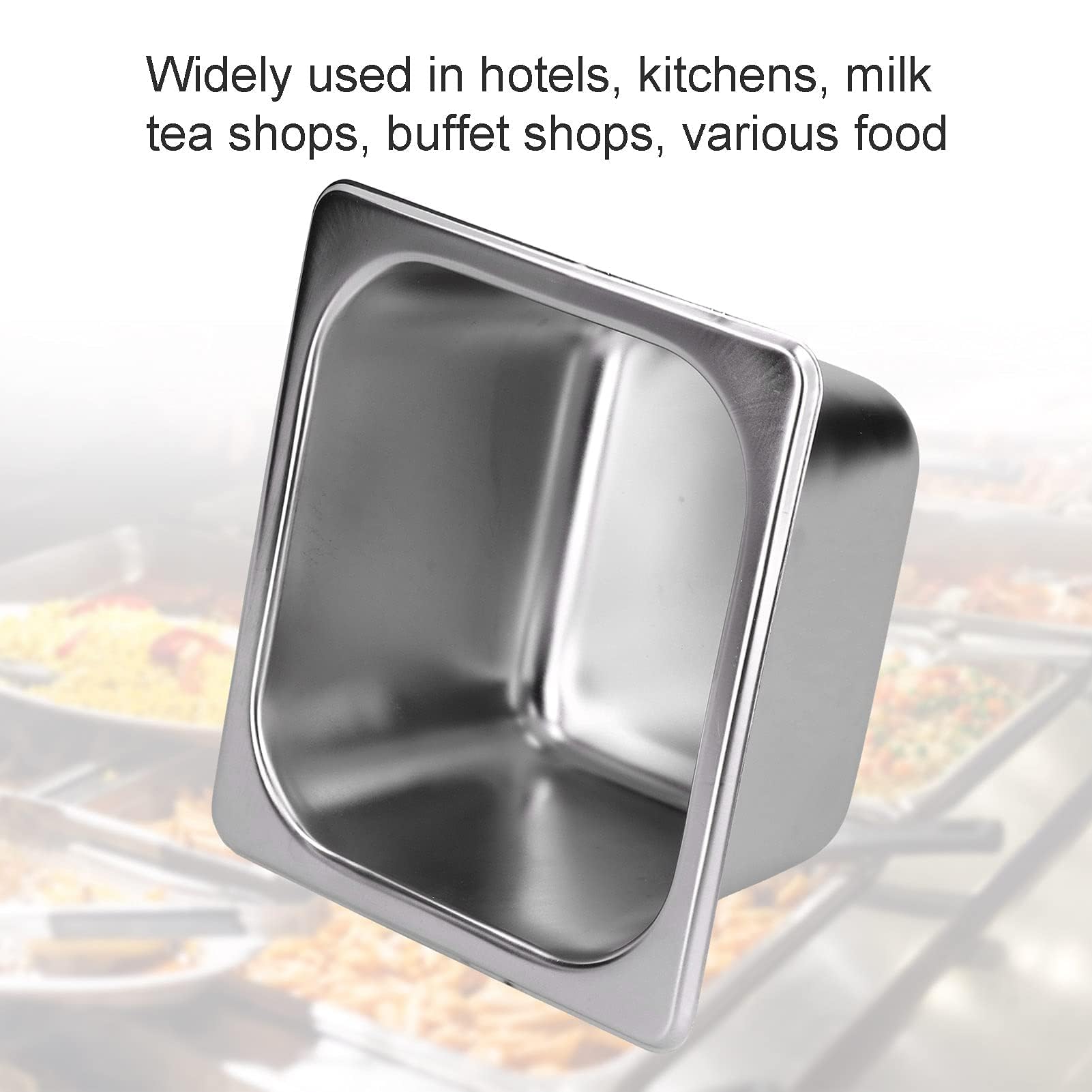 Hotel Pan, Deep Steam Table Pan Anti Jam Steam Table Pan Stainless Steel Hotel Pan Squares Serving Pan Buffet Basin Catering Storage Metal Food Pan for Hotels Restaurant, 6.9x6.4x3.9in