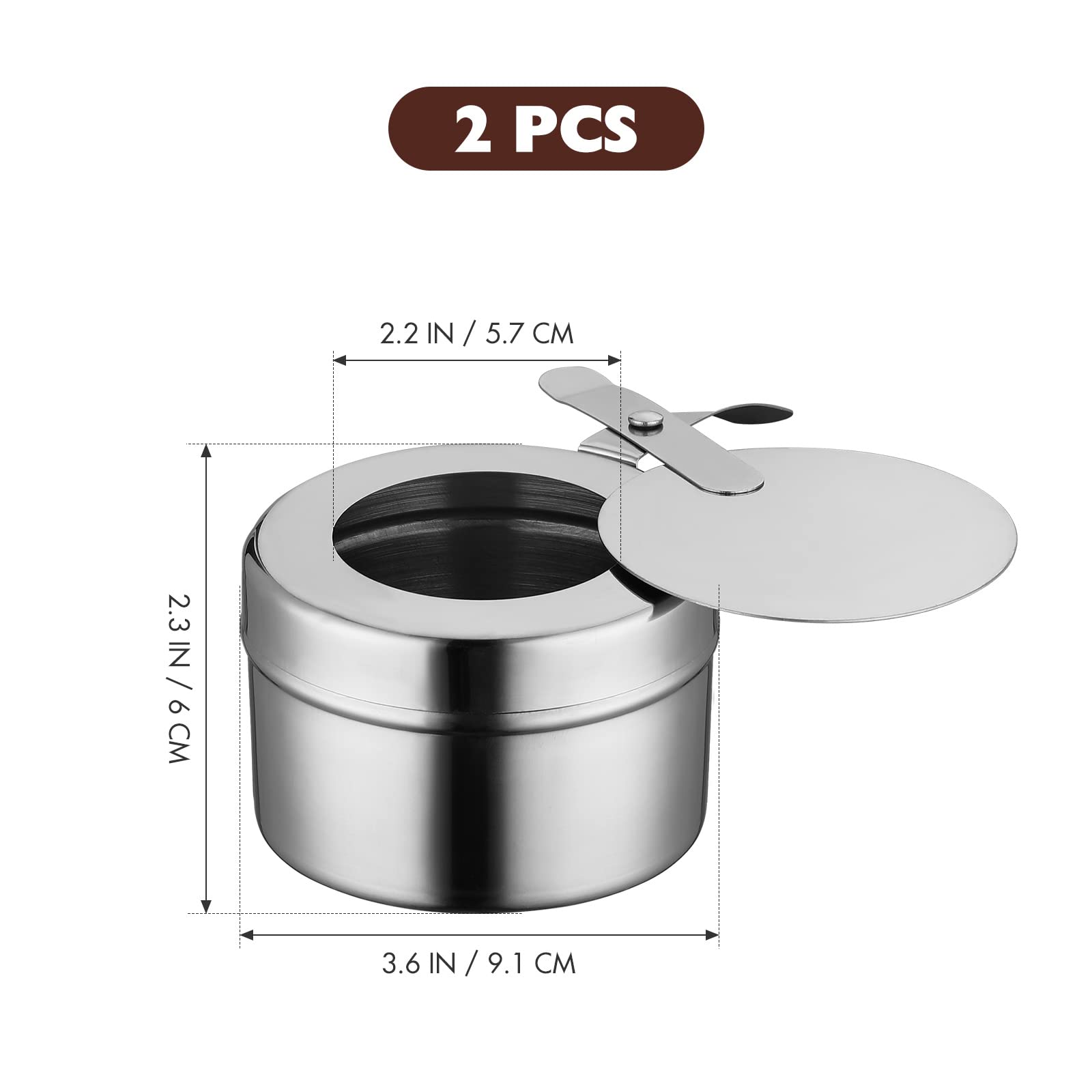Kichvoe 2pcs Stainless Steel Chafer Wick Fuel Holder Canned Heat Holder Chaffing Dishes Replacement for Buffets Catering Event