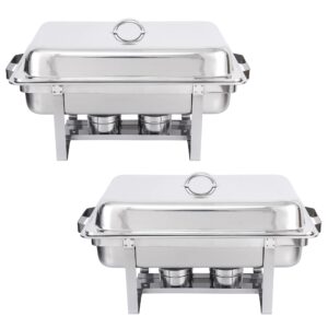 lemy 8 qt stainless steel chafer chafing dishes full size chafer for catering buffet warmer tray kitchen party dining (2 packs)