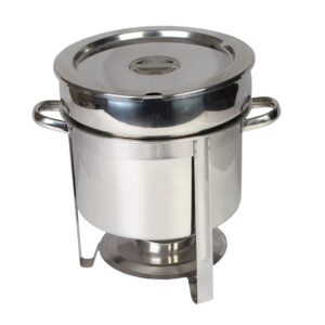 thunder group slrcf8311 marmite chafer, 11 quart, 14-1/2" x 11-1/8" x 13-1/4"h, round, welded frame, lift-off lid, water pan, fuel holder, stainless steel, mirror-finish