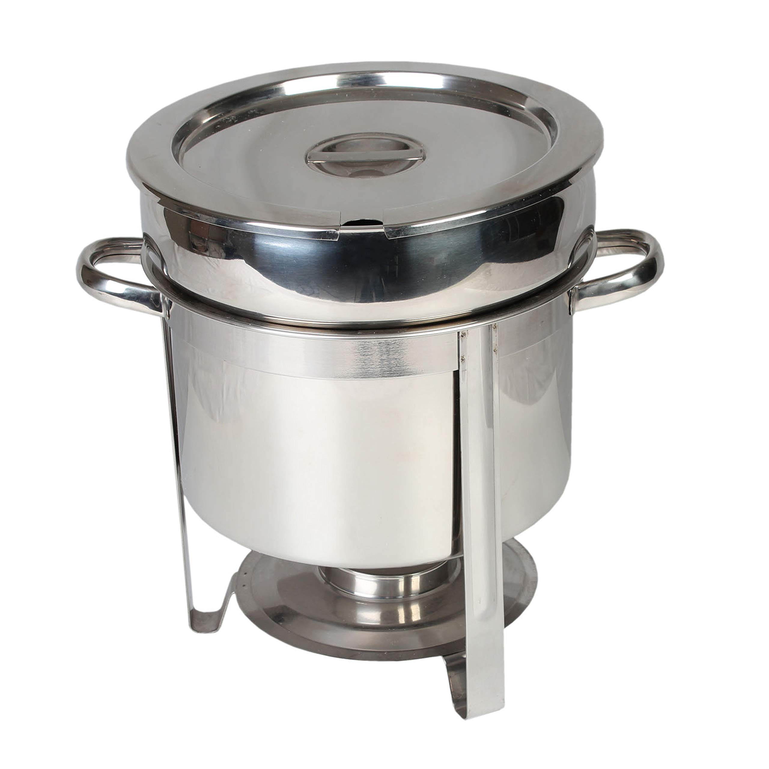 Thunder Group SLRCF8311 Marmite Chafer, 11 quart, 14-1/2" x 11-1/8" x 13-1/4"H, round, welded frame, lift-off lid, water pan, fuel holder, stainless steel, mirror-finish