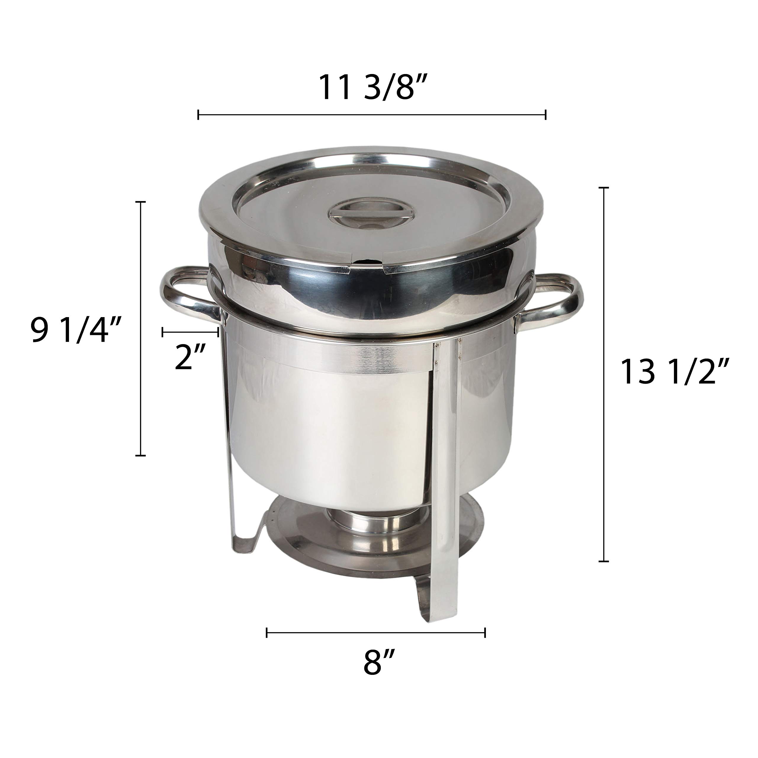 Thunder Group SLRCF8311 Marmite Chafer, 11 quart, 14-1/2" x 11-1/8" x 13-1/4"H, round, welded frame, lift-off lid, water pan, fuel holder, stainless steel, mirror-finish