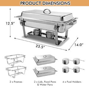 Happygrill 2 Pack Chafing Dish 9 Quart Chafing Dish High Grade Stainless Steel Chafer Dish Set