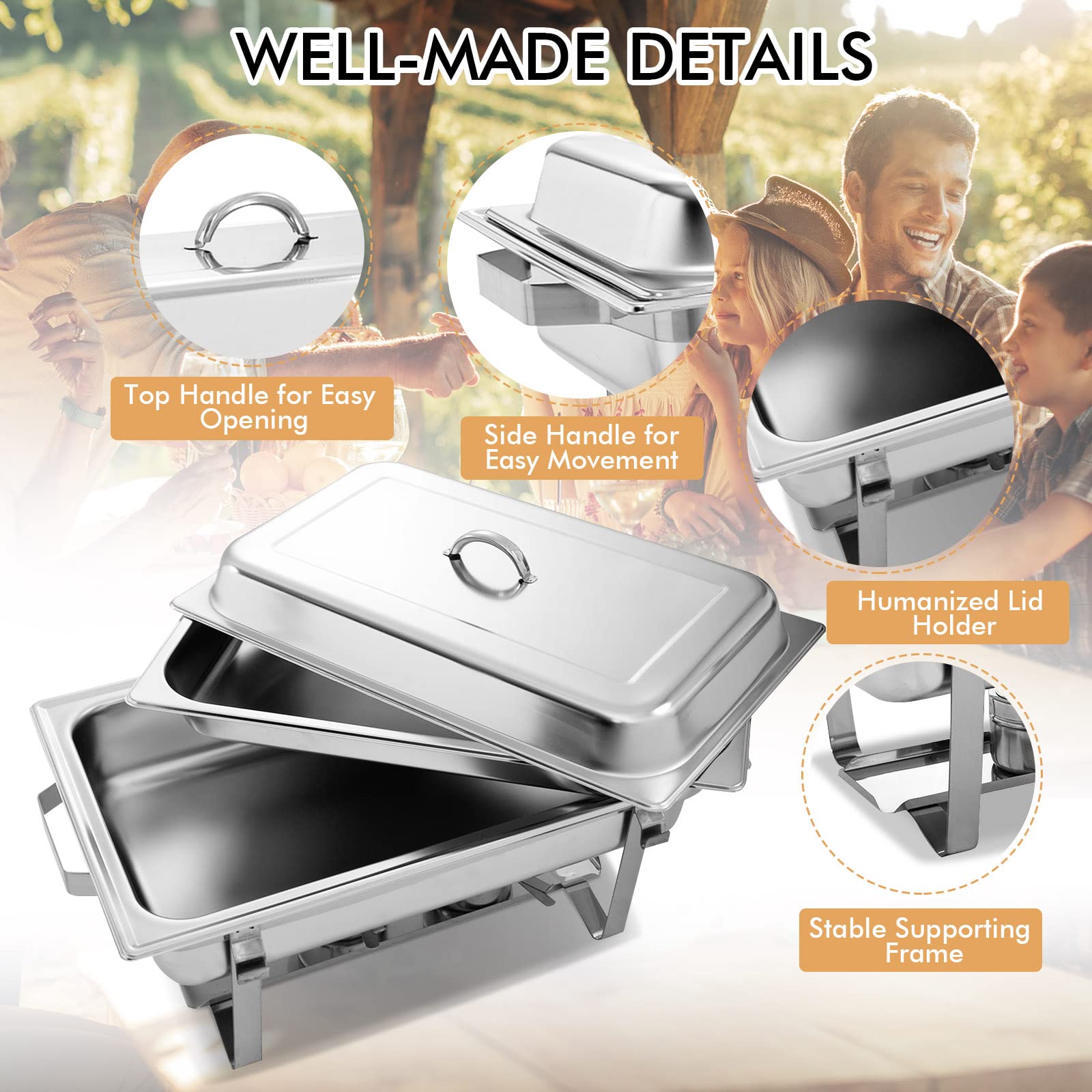 Happygrill 2 Pack Chafing Dish 9 Quart Chafing Dish High Grade Stainless Steel Chafer Dish Set