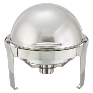 winco 602 round chafer w/roll-top lid & chafing fuel heat madisonchafer, 6 quart, silver