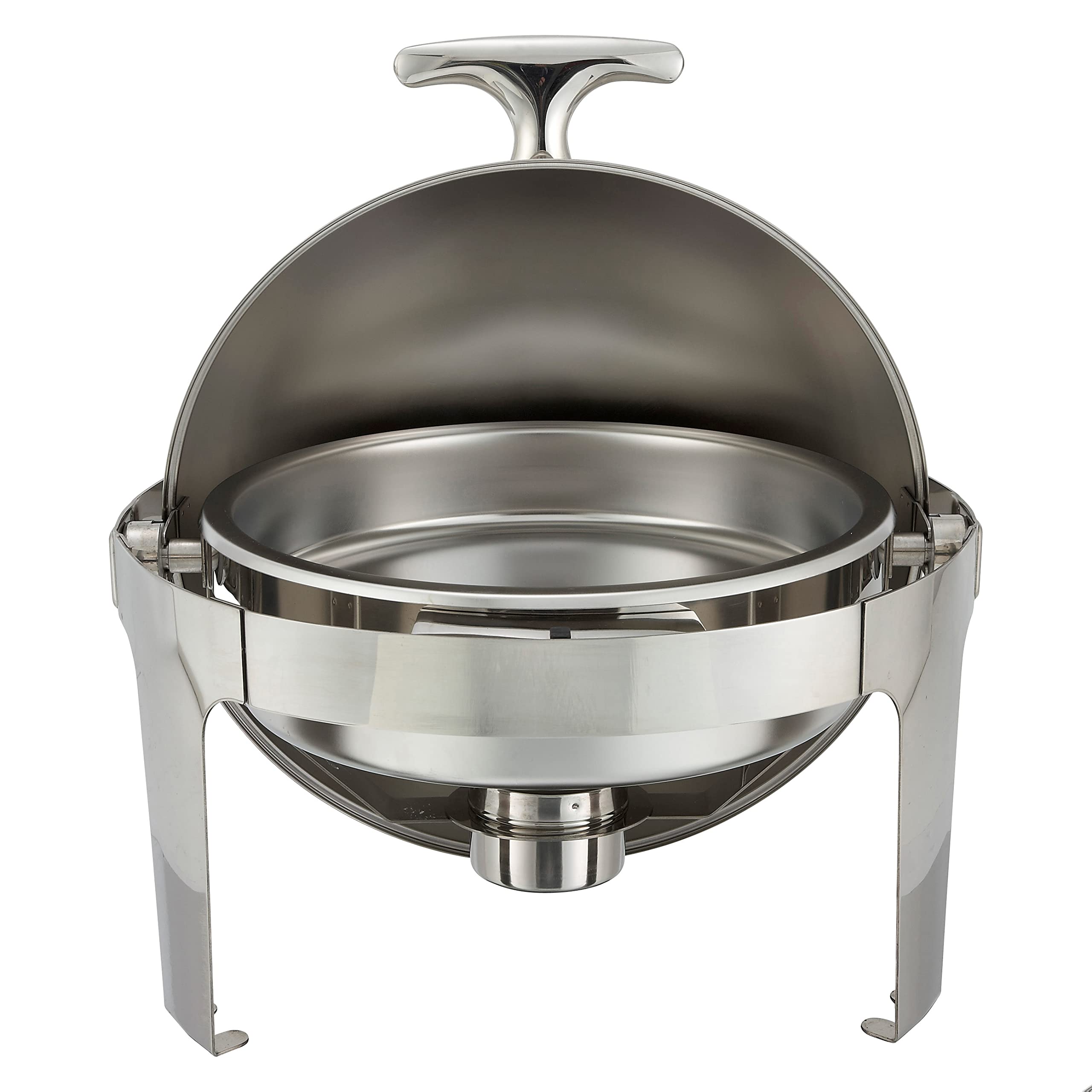 Winco 602 Round Chafer w/Roll-Top Lid & Chafing Fuel Heat MadisonChafer, 6 Quart, Silver