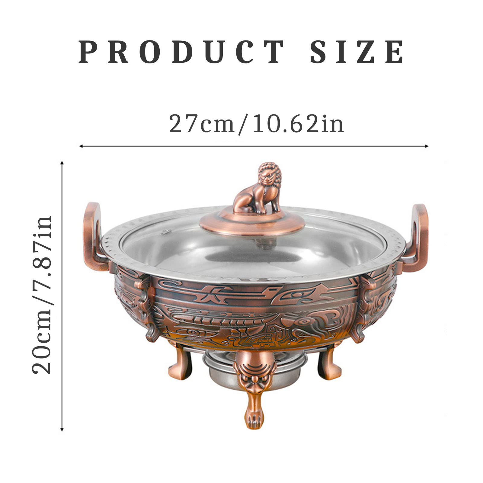 2/4 Pack Chafing Dishes & Food Warmers, Round Chafer Catering Buffet Server Set with Food Pan and Fuel Holders, for Kitchen Party Dining Buffet (Red Bronze),2 Pack