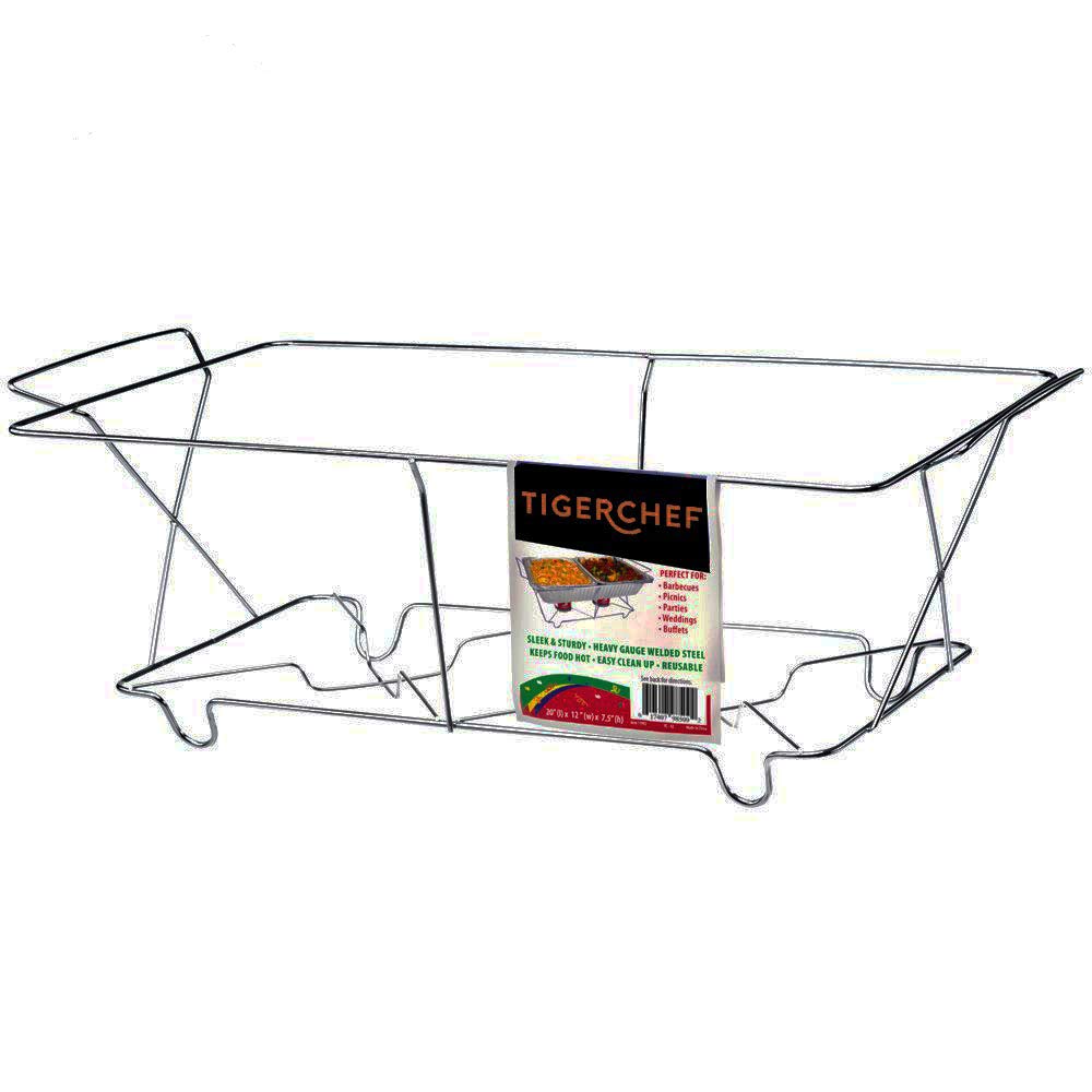 Tiger Chef Chafing Dish Buffet Set Disposable - Full Size Disposable Wire Chafer Stand Kit - Chafing Stands, Fuel Gel Cans, Aluminum Pans, Serving Tong & Utensils (40 Piece)