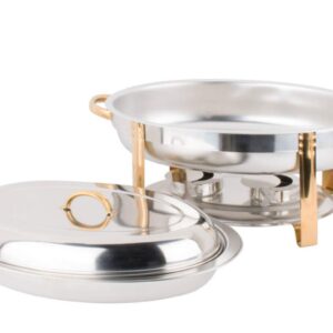 3 PACK Deluxe 6 Qt Gold Stainless Steel Oval Chafer Chafing Dish Set Full Size