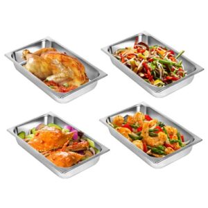 Full Size Stainless Steel Steam Table Pans w/Lids,Food Warmer Buffet Server,Suitable for Hotel,Restaurants and CateringQ