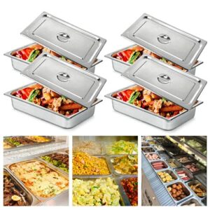 Full Size Stainless Steel Steam Table Pans w/Lids,Food Warmer Buffet Server,Suitable for Hotel,Restaurants and CateringQ