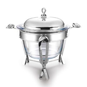 ordinner kit chafing dish buffet set stainless steel frame chafing dishes glass dish server food warmer for parties 4.1l