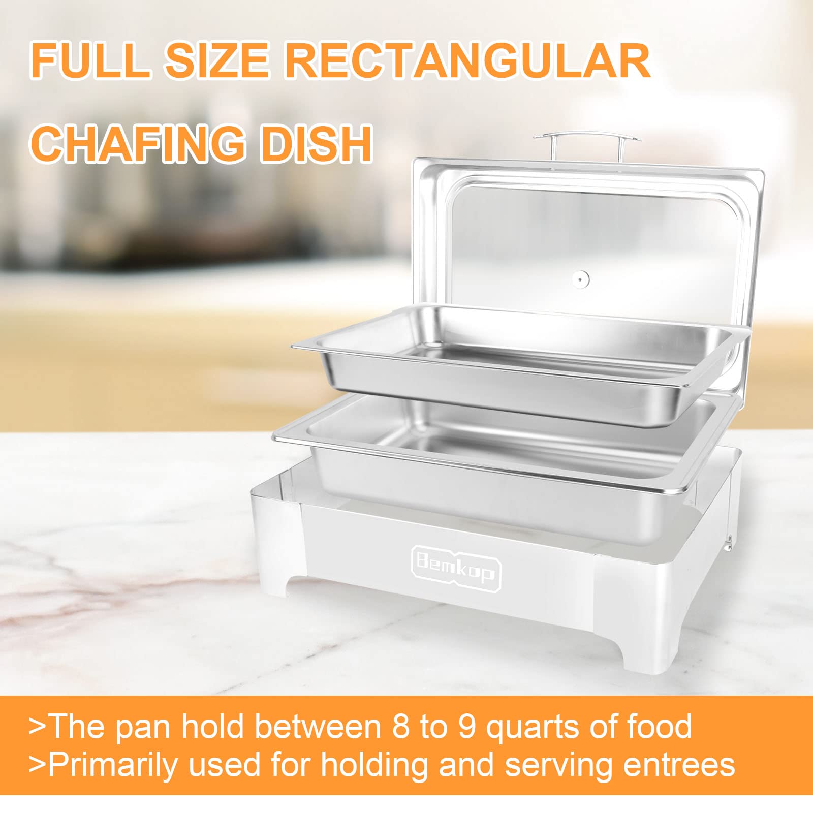 Chafing Dish Buffet Set,Rectangular Chafing Dish with Glass Top, Soft-Close Lid,Chafer for Catering Buffet Servers and Warmers