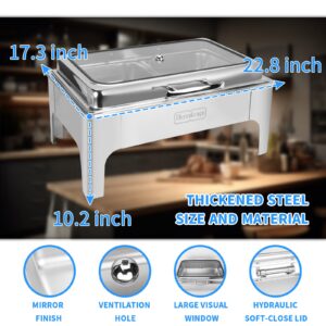 Chafing Dish Buffet Set,Rectangular Chafing Dish with Glass Top, Soft-Close Lid,Chafer for Catering Buffet Servers and Warmers