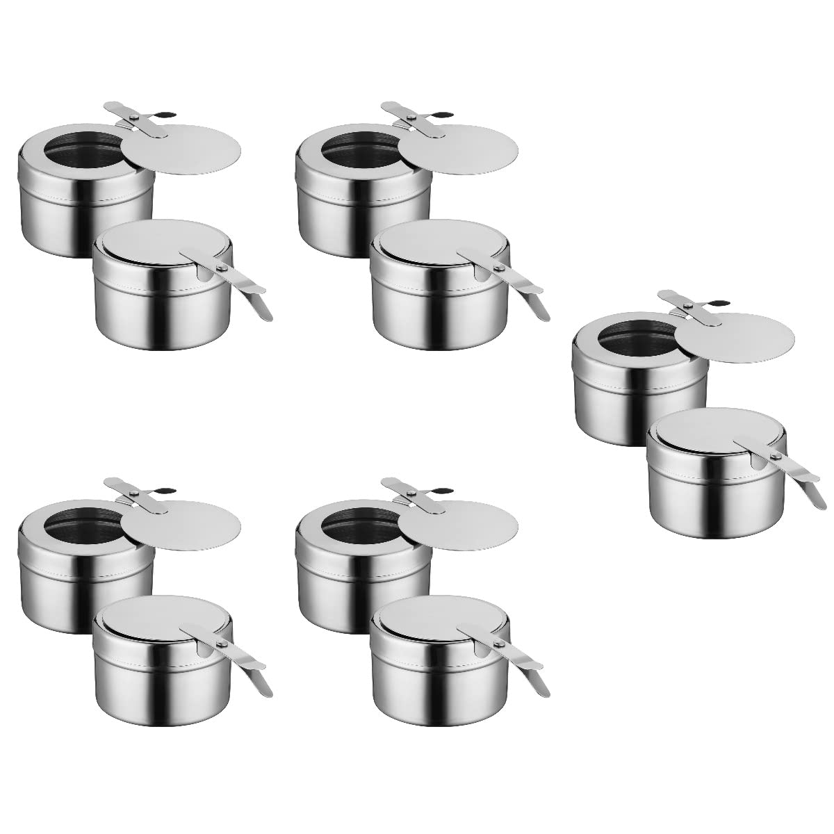 DOITOOL 10Pack Stainless Steel Fuel Holders, Chafing Fuel Holders with Cover, Fuel Holder for Chafing Dish, and Buffet, Barbecue, Party Supplies