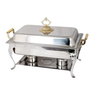thunder group capacity 8-quart chafer with brass plated handle, full size