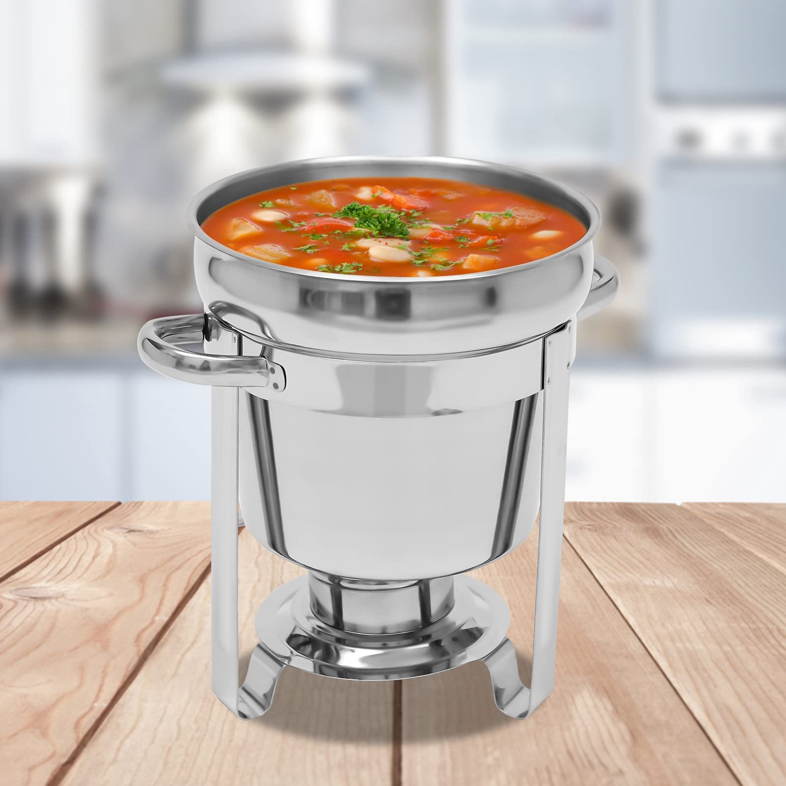 Stainless Steel Round Soup Warmer, 7L/7.4Qt Large Capacity Chafing Dish Buffet Set, Soup Chafer Buffet Chafer with Lid for Catering, Parties, Events, Wedding