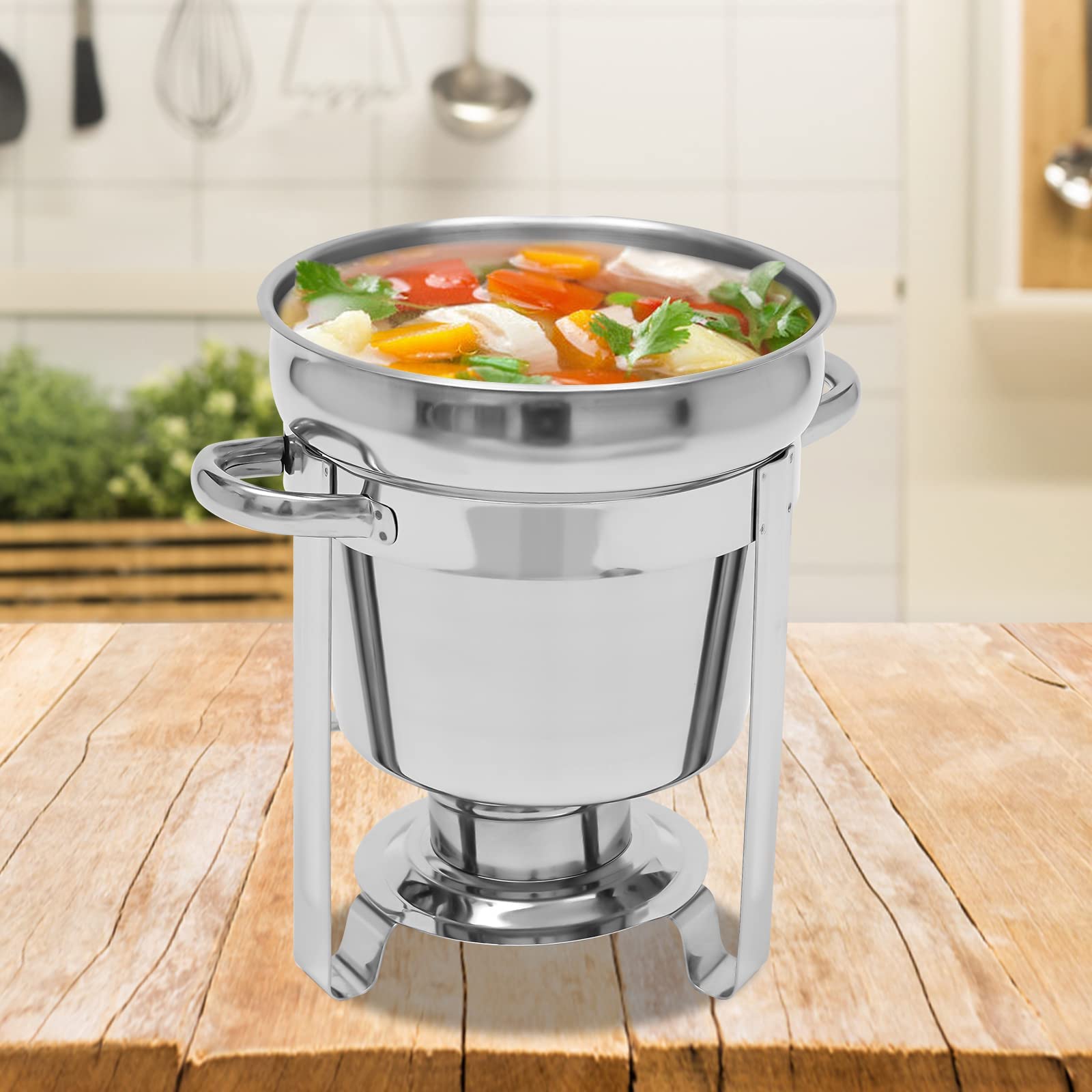 Stainless Steel Round Soup Warmer, 7L/7.4Qt Large Capacity Chafing Dish Buffet Set, Soup Chafer Buffet Chafer with Lid for Catering, Parties, Events, Wedding