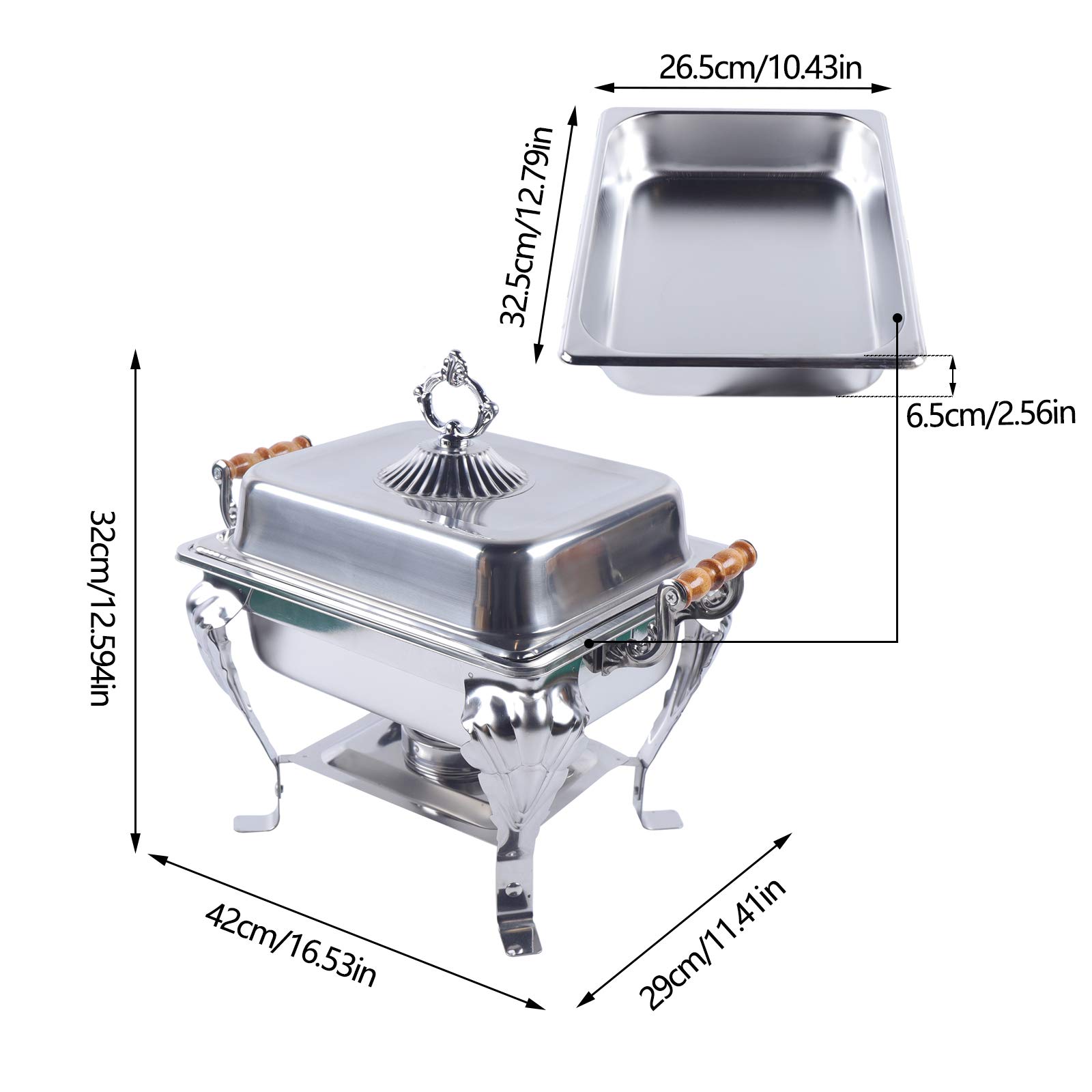 Chafing Dish Buffet Set, Stainless Steel Food Warmer Buffet Square Chafing Dish Food Warmer for Parties Events Wedding