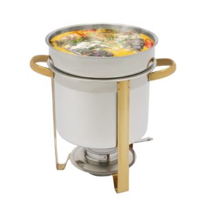7l/7.4qt commercial soup kettle warmer, stainless steel with dish buffet server food warmer chafing with lid for soup (gold)