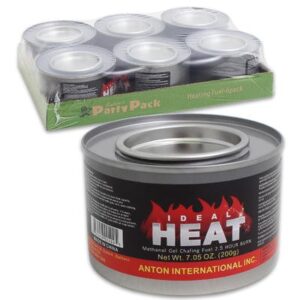 ideal heat 2.5 hour gel fuel methanol instant camping cooking fuel chafing cans (pack of 6)