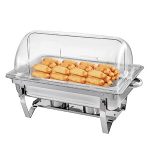 AIZYR Full Size Crystal-Clear Chafing Dish Cover, Roll Top Chafer Plastic Bakery Pan Display Cover Dustproof Lid (6 Pack) 21" x 13" x 6.7"