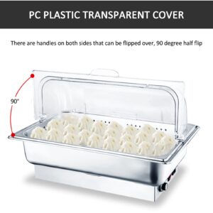 AIZYR Full Size Crystal-Clear Chafing Dish Cover, Roll Top Chafer Plastic Bakery Pan Display Cover Dustproof Lid (6 Pack) 21" x 13" x 6.7"
