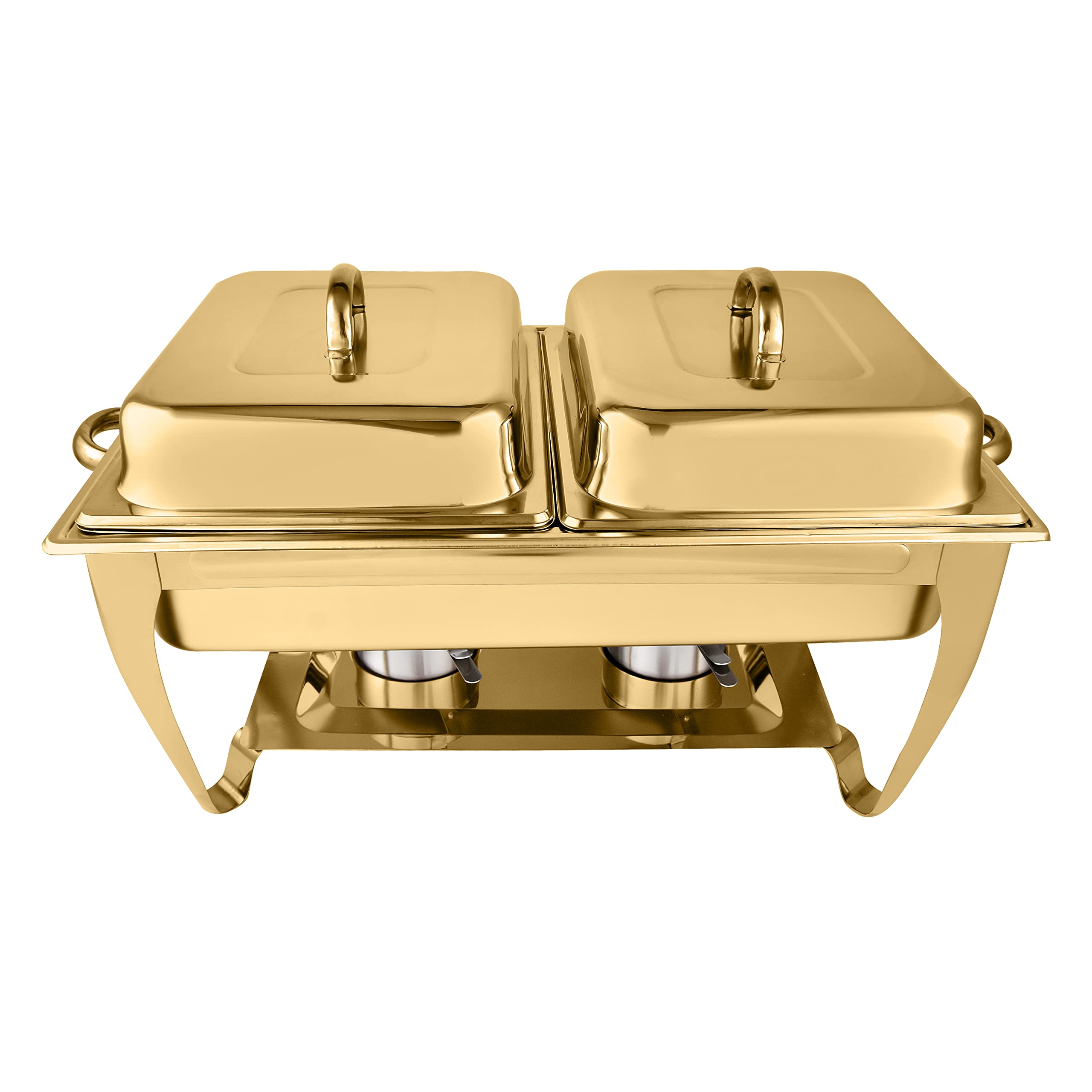 HONHPD Golden Chafing Dish Buffet Set, 9 QT Stainless Steel Food Warmer - 9 Liters Buffet Servers with Fuel Holder & Water Pan - Chafer Set for Banquet Parties Even Catering Wedding