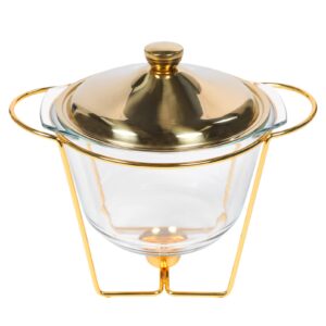 yardwe round chafing dish buffet set: chafing dish round buffet warmer chafer set glass food pan water pan fuel holders for buffet wedding parties banquet catering events