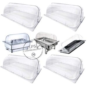 4 pack full size roll top chafing dish clear plastic pan display cover chafer by lowpricesupply