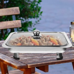 Happyyami Steel Buffet Chafing Pans Buffet Food Warmer Catering Food Warmers Rectangular Chafing Dish Buffet Serving Platters Party Pan Warmers Steam Pan Pallet Banquet Salad Stainless Steel